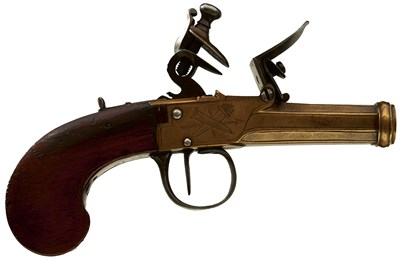 Lot 692 - A PAIR OF CONTINENTAL 56-BORE FLINTLOCK SMALL POCKET PISTOLS