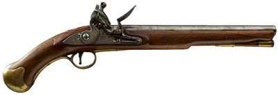 Lot 821 - A 28-BORE FLINTLOCK LONG SEA SERVICE PISTOL