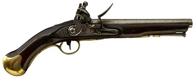 Lot 823 - A 25-BORE FLINTLOCK REGULATION SHORTENED SEA SERVICE PISTOL