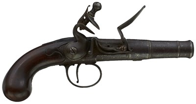 Lot 698 - A 40-BORE FLINTLOCK QUEEN ANNE POCKET PISTOL BY BARBAR