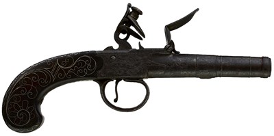 Lot 701 - A 54-BORE FLINTLOCK BOXLOCK QUEEN ANNE POCKET PISTOL