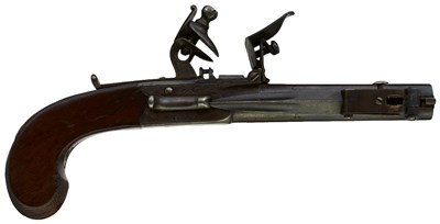 Lot 705 - A 54-BORE FLINTLOCK BOXLOCK BAYONET POCKET PISTOL