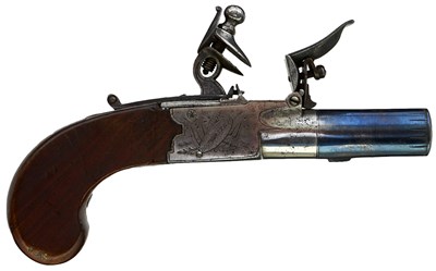 Lot 708 - A 54-BORE FLINTLOCK BOXLOCK POCKET PISTOL