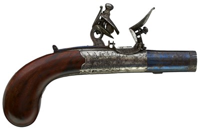 Lot 709 - A 54-BORE FLINTLOCK BOXLOCK POCKET PISTOL