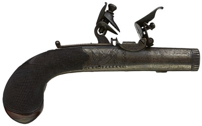 Lot 710 - A CRISP 50-BORE FLINTLOCK BOXLOCK POCKET PISTOL