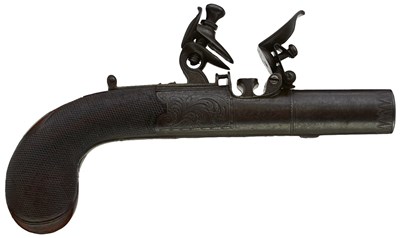 Lot 711 - A 50-BORE FLINTLOCK BOXLOCK POCKET PISTOL