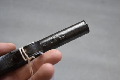 Lot 713 - A CRISP 40-BORE FLINTLOCK BOXLOCK RIFLED POCKET PISTOL
