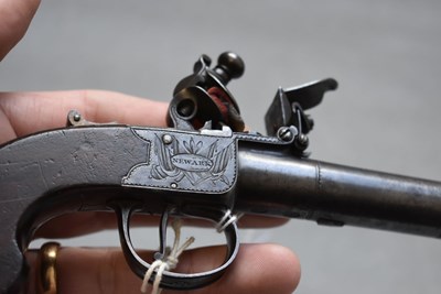Lot 713 - A CRISP 40-BORE FLINTLOCK BOXLOCK RIFLED POCKET PISTOL