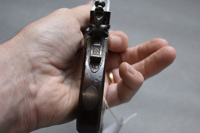 Lot 713 - A CRISP 40-BORE FLINTLOCK BOXLOCK RIFLED POCKET PISTOL