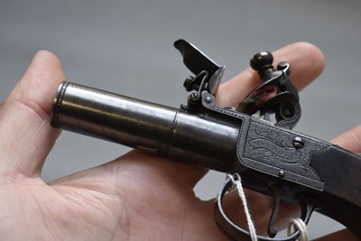 Lot 713 - A CRISP 40-BORE FLINTLOCK BOXLOCK RIFLED POCKET PISTOL