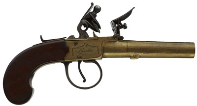 Lot 714 - A 56-BORE FLINTLOCK BOXLOCK POCKET PISTOL