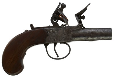 Lot 722 - A 70-BORE FLINTLOCK BOXLOCK POCKET PISTOL