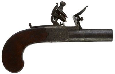 Lot 724 - A 45-BORE FLINTLOCK BOXLOCK POCKET PISTOL