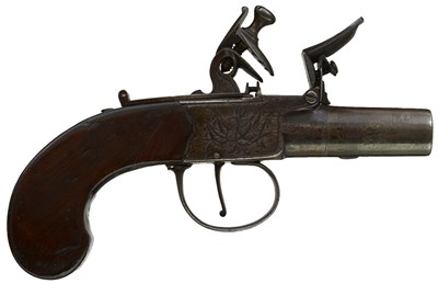 Lot 725 - A 50-BORE FLINTLOCK BOXLOCK POCKET PISTOL