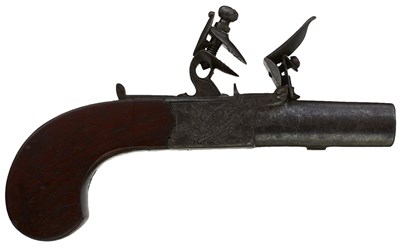 Lot 727 - A 50-BORE FLINTLOCK BOXLOCK POCKET PISTOL