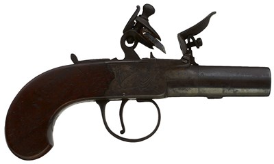 Lot 728 - A 54-BORE FLINTLOCK BOXLOCK POCKET PISTOL