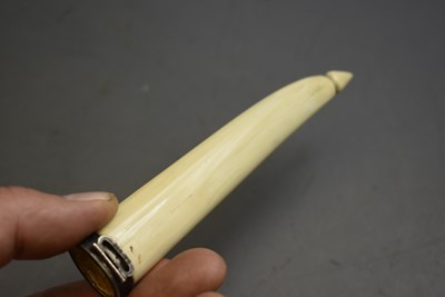 Lot 923 - A SCARCE 19TH CENTURY NORWEGIAN CARVED WALRUS TUSK KNIFE