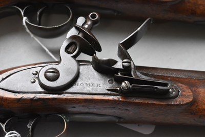 Lot 846 - A BRACE OF .650 CALIBRE FLINTLOCK NEW LAND PATTERN SERVICE PISTOLS BY HOMER
