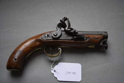 Lot 855 - A .650 CALIBRE FLINTLOCK COASTGUARD OR CUSTOMS SERVICE PISTOL