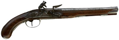 Lot 902 - A 32-BORE GERMAN FLINTLOCK HOLSTER PISTOL BY HESS