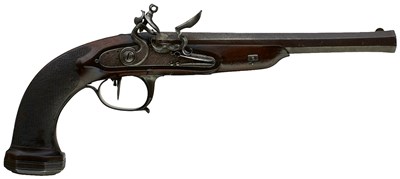 Lot 910 - A 22-BORE FRENCH FLINTLOCK RIFLED TARGET OR OFFICER'S PISTOL