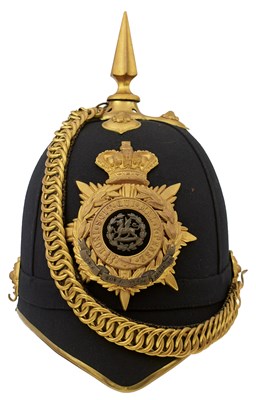 Lot 759 - A VICTORIAN OFFICER'S BLUE CLOTH HELMET TO THE SOUTH WALES BORDERERS