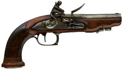 Lot 912 - A 25-BORE FRENCH FLINTLOCK TRAVELLING OR OFFICER'S SMALL PISTOL