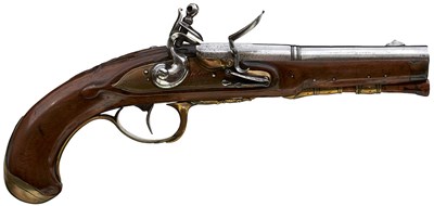 Lot 913 - A PAIR OF 25-BORE FLINTLOCK RIFLED TRAVELLING OR OFFICER'S PISTOLS