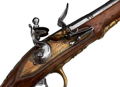 Lot 913 - A PAIR OF 25-BORE FLINTLOCK RIFLED TRAVELLING OR OFFICER'S PISTOLS