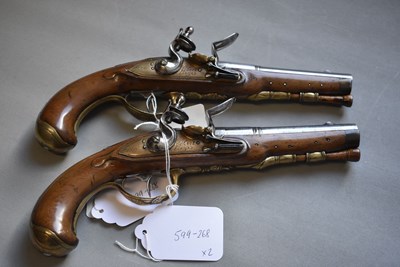 Lot 913 - A PAIR OF 25-BORE FLINTLOCK RIFLED TRAVELLING OR OFFICER'S PISTOLS