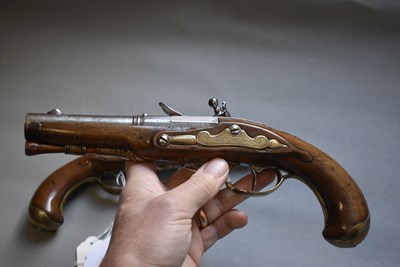 Lot 913 - A PAIR OF 25-BORE FLINTLOCK RIFLED TRAVELLING OR OFFICER'S PISTOLS