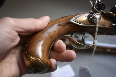 Lot 913 - A PAIR OF 25-BORE FLINTLOCK RIFLED TRAVELLING OR OFFICER'S PISTOLS