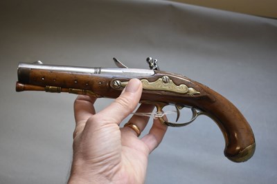 Lot 913 - A PAIR OF 25-BORE FLINTLOCK RIFLED TRAVELLING OR OFFICER'S PISTOLS