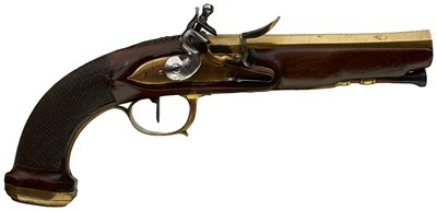 Lot 918 - A 25-BORE FRENCH FLINTLOCK OFFICER'S PISTOL