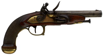 Lot 919 - A 22-BORE BELGIAN FLINTLOCK OFFICER'S PISTOL