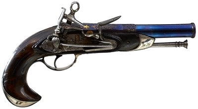 Lot 922 - A PAIR OF SPANISH .650 CALIBRE MIQUELET LOCK OFFICER'S PISTOLS