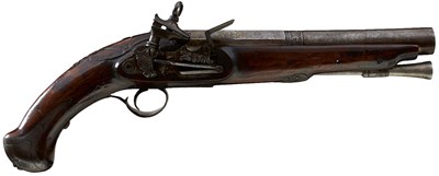 Lot 921 - AN 18TH CENTURY .700 CALIBRE SPANISH OFFICER'S MIQUELET LOCK PISTOL