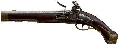 Lot 927 - A .800 CALIBRE SWEDISH LEFT HANDED FLINTLOCK DRAGOON PISTOL