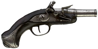 Lot 746 - A SCARCE 70-BORE FLINTLOCK QUEEN ANNE RIFLED TRAVELLING PISTOL