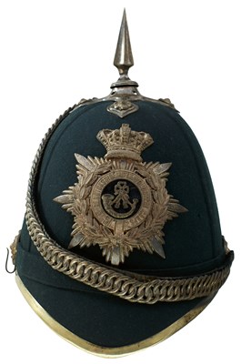 Lot 537 - A SCARCE OFFICER'S BLUE CLOTH HELMET TO THE 1ST BERWICKSHIRE RIFLE VOLUNTEER CORPS