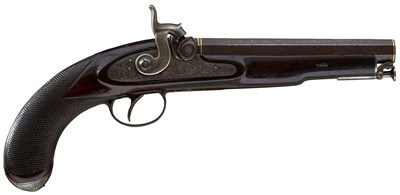 Lot 949 - A 54-BORE PERCUSSION TRAVELLING PISTOL FOR THE INDIAN MARKET