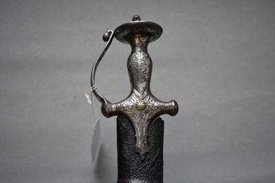 Lot 36 - A 19TH CENTURY WOOTZ BLADED INDIAN TULWAR