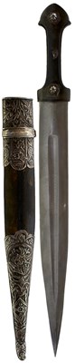 Lot 151 - A 19TH CENTURY WOOTZ DAMASCUS BLADED CAUCASIAN KINDJAL