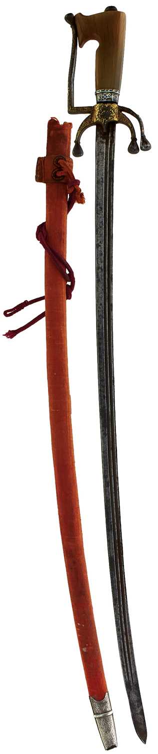 Lot 85 - A GOOD QUALITY 19TH CENTURY MOROCCAN NIMCHA OR SWORD
