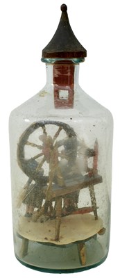 Lot 546 - A RARE FRENCH PRISONER OF WAR WORK SPINNING JENNY IN A BOTTLE