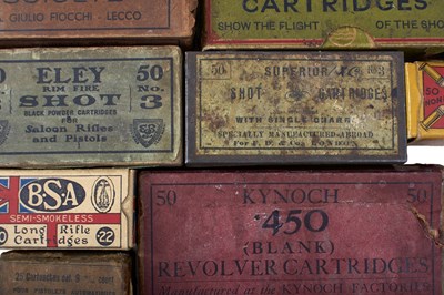 Lot 449 - A GOOD COLLECTION OF VICTORIAN AND LATER PAPER AND TIN CARTRIDGE BOXES