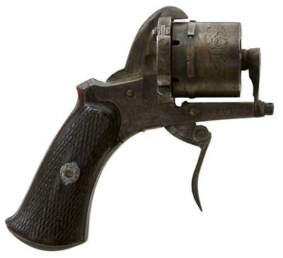 Lot 517 - A 7MM SIX-SHOT PINFIRE PEPPERBOX REVOLVER