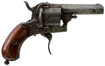 Lot 527 - A 7MM SIX-SHOT PINFIRE NEW ENGLISH REVOLVER BY CLEMENT OF LIEGE