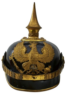 Lot 480 - A FIRST WAR PRUSSIAN RESERVIST OFFICER'S PICKELHAUBE AND CASE