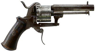 Lot 682 - A 7MM SIX-SHOT BELGIAN PINFIRE REVOLVER